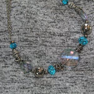 Blue Silver and Glass Necklace